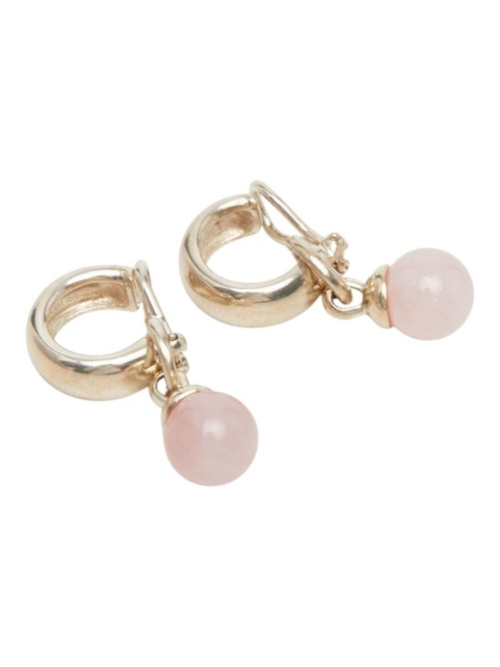 Tiffany & Co Door Knocker Earrings 925 Sterling Silver Rose Quartz